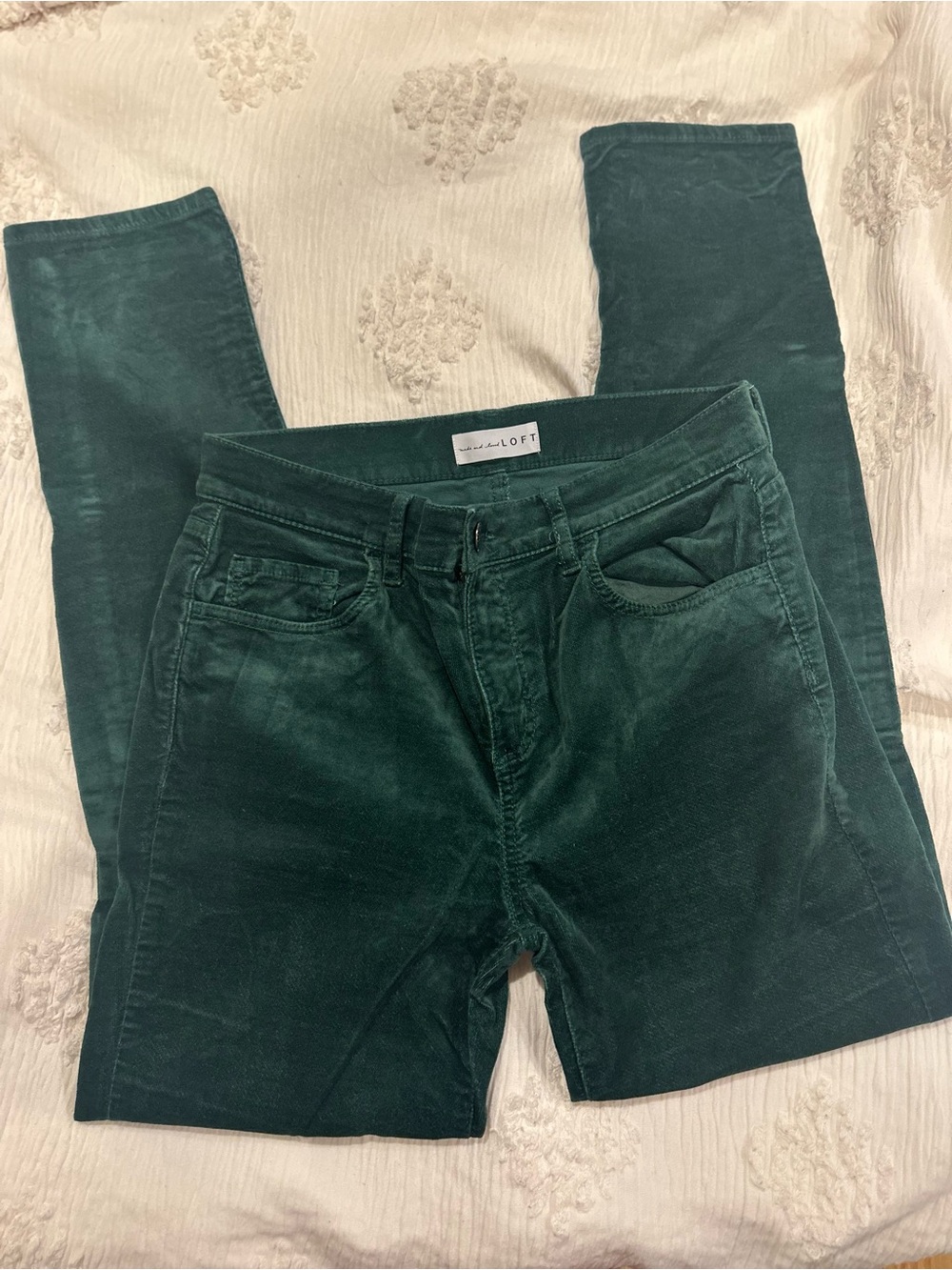 LOFT Dark Emerald Skinny Corduroy Jeans